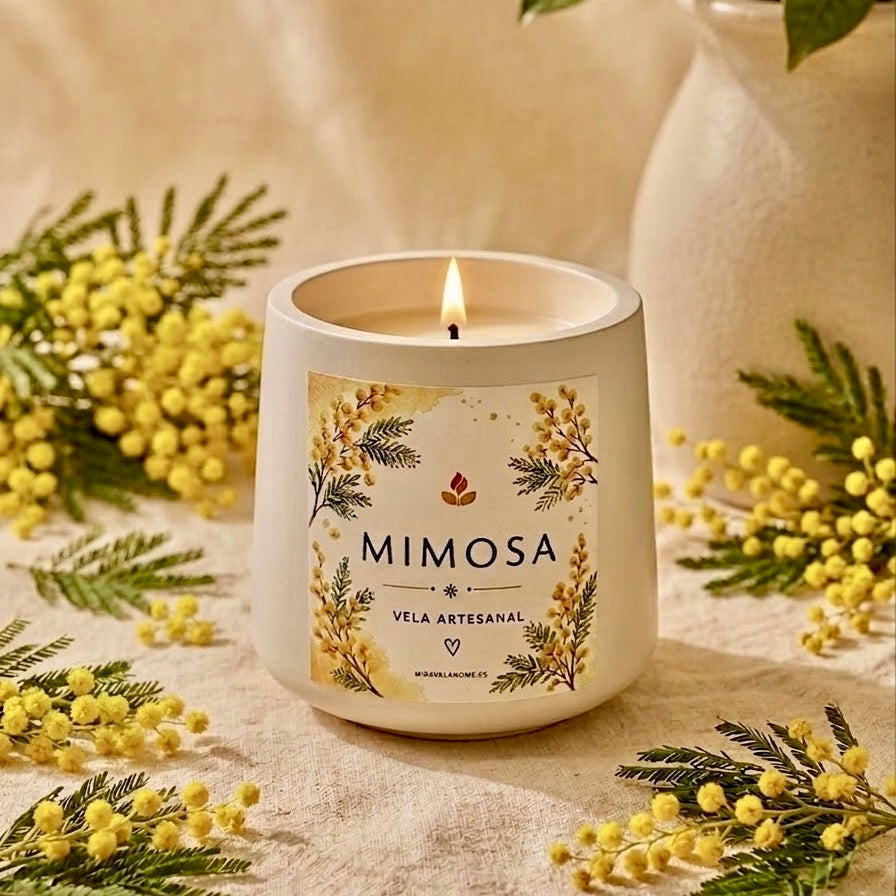 ❥ Vela Artesanal "Gaia", aroma Mimosa.