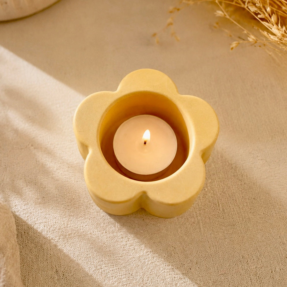 ❥Vela en envase de artesanal en forma de flor (6 aromas a elegir) / Restos de colección.