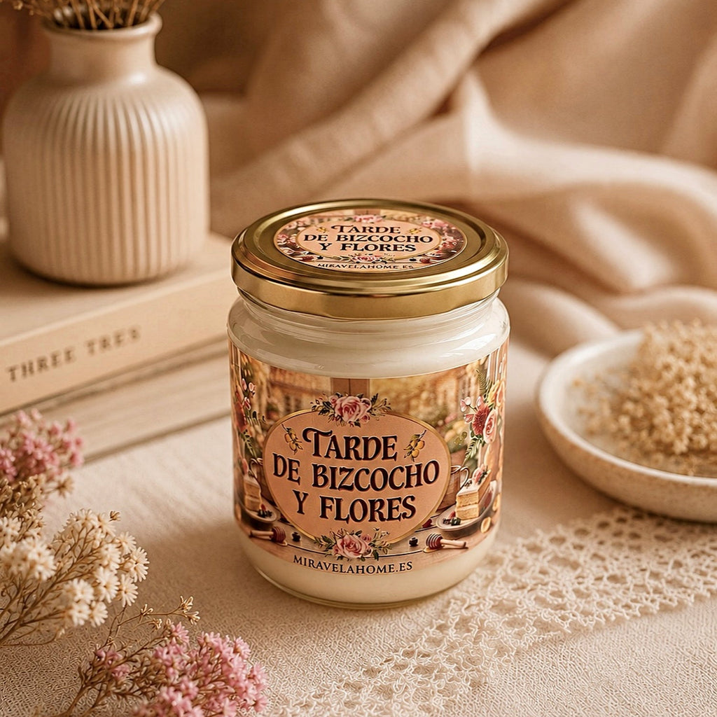 ❥ Vela "Tarde de bizcocho y flores"🧁