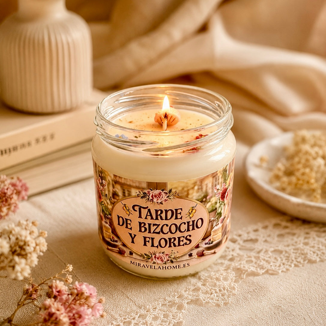 ❥ Vela "Tarde de bizcocho y flores"🧁