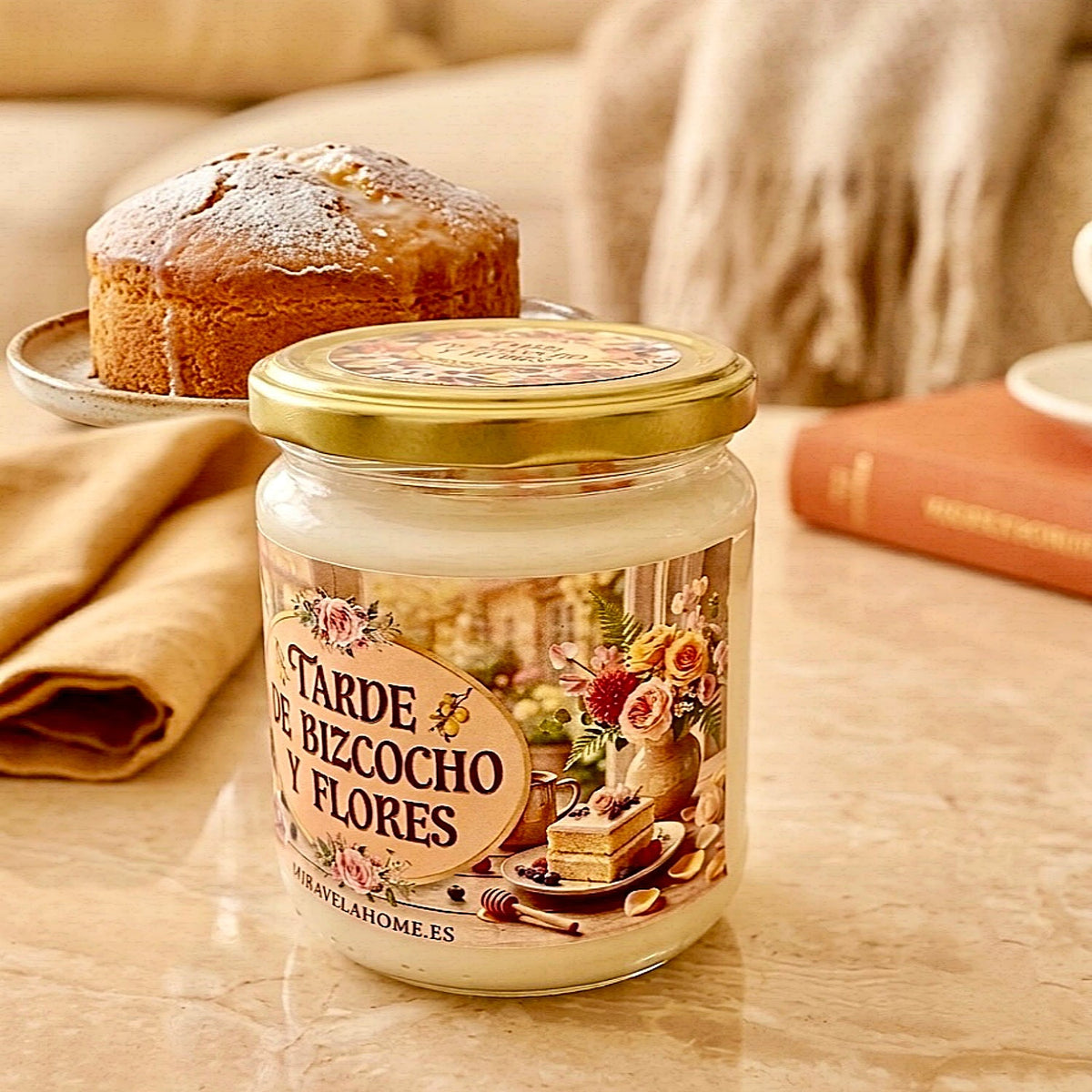 ❥ Vela "Tarde de bizcocho y flores"🧁