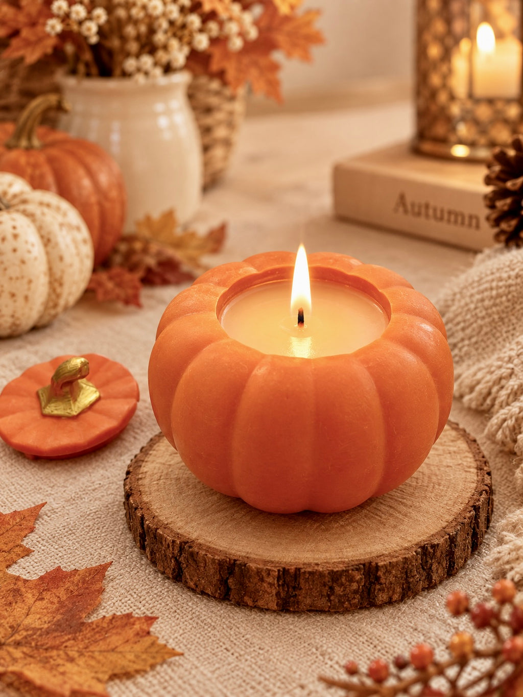 ❥ Vela de soja Calabaza Artesanal – Edición Otoño, aroma crema de calabaza 🎃  | Edición limitada