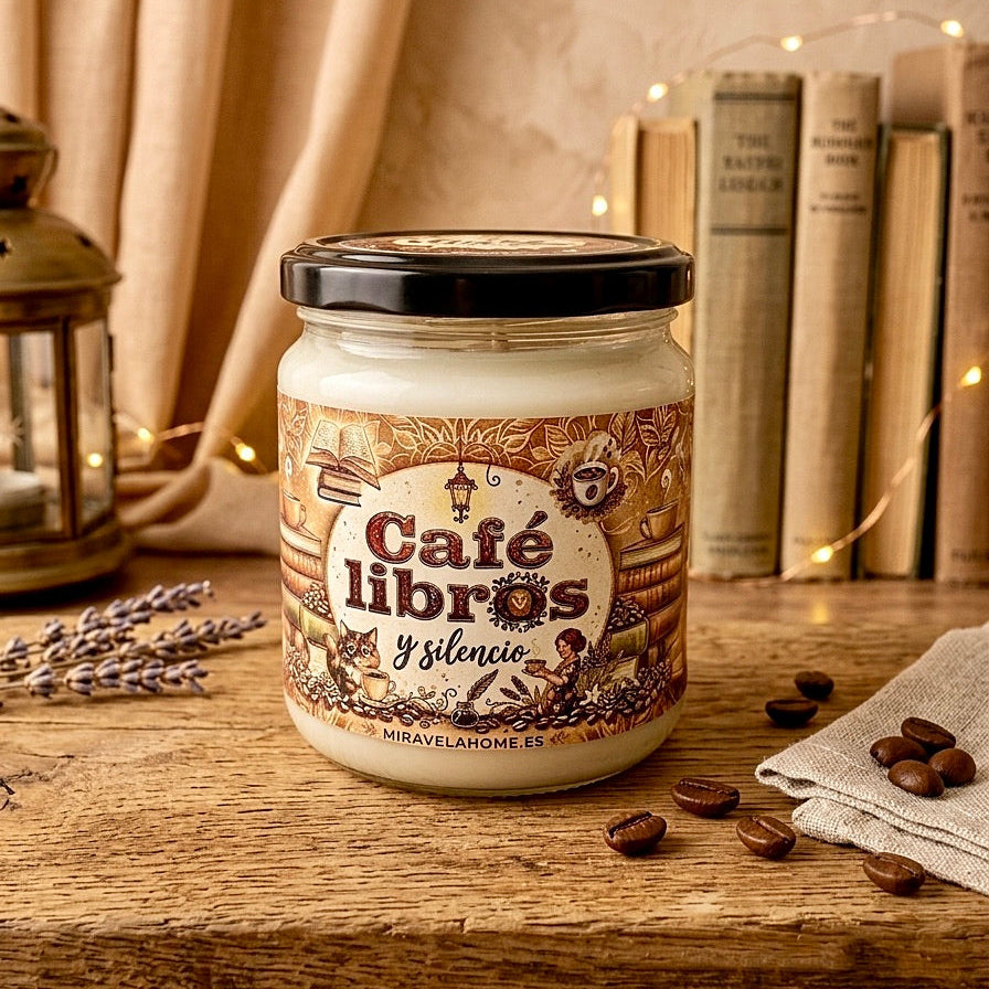 ❥ Vela "Café, libros y silencio" ☕️