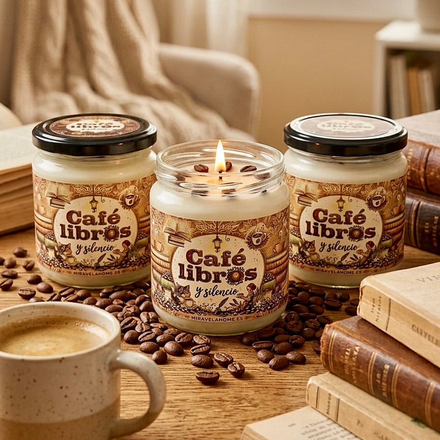 ❥ Vela "Café, libros y silencio" ☕️