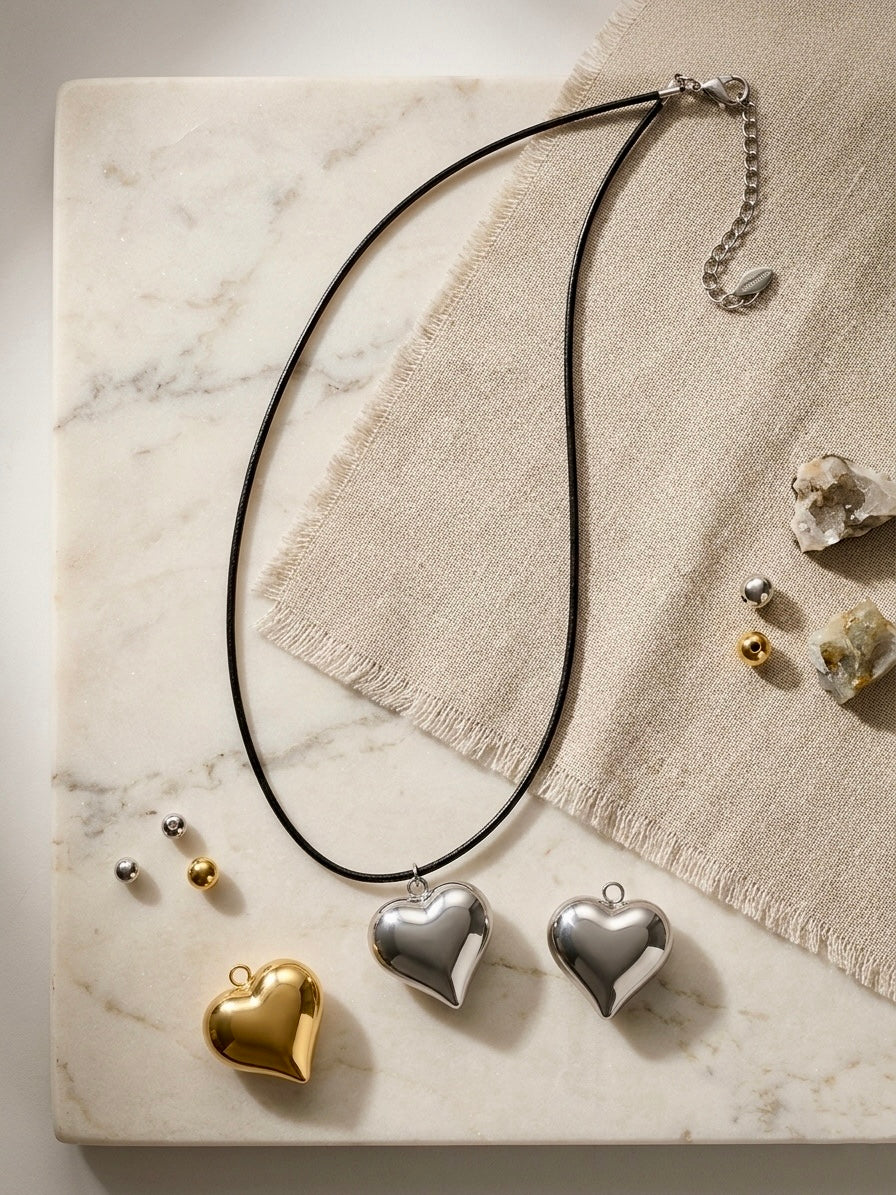 ❥ Collar Corazón Acero Inoxidable (plateado o dorado)
