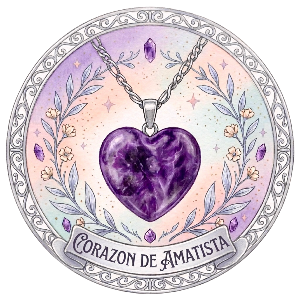 ❥ Colgante corazón de AMATISTA ♡ (Claridad, protección, calma)