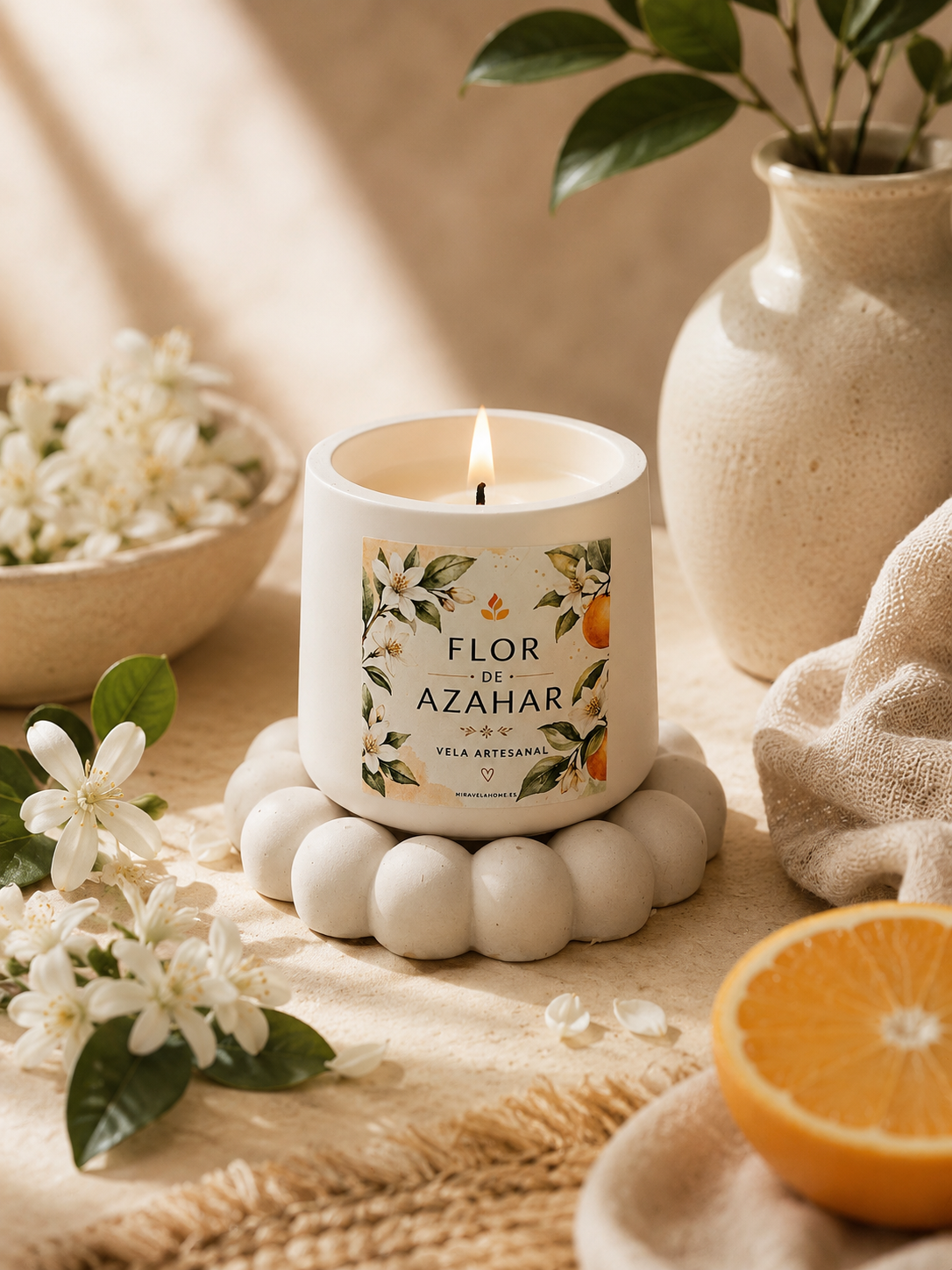 ❥ Vela Artesanal "Gaia", aroma a Flor de Azahar