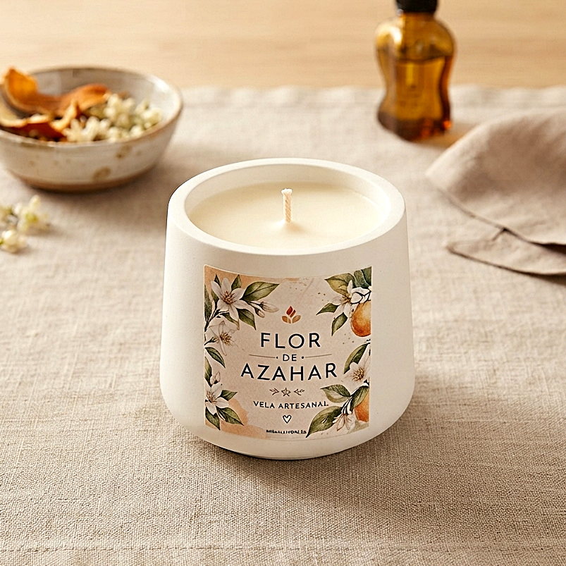 ❥ Vela Artesanal "Gaia", aroma a Flor de Azahar