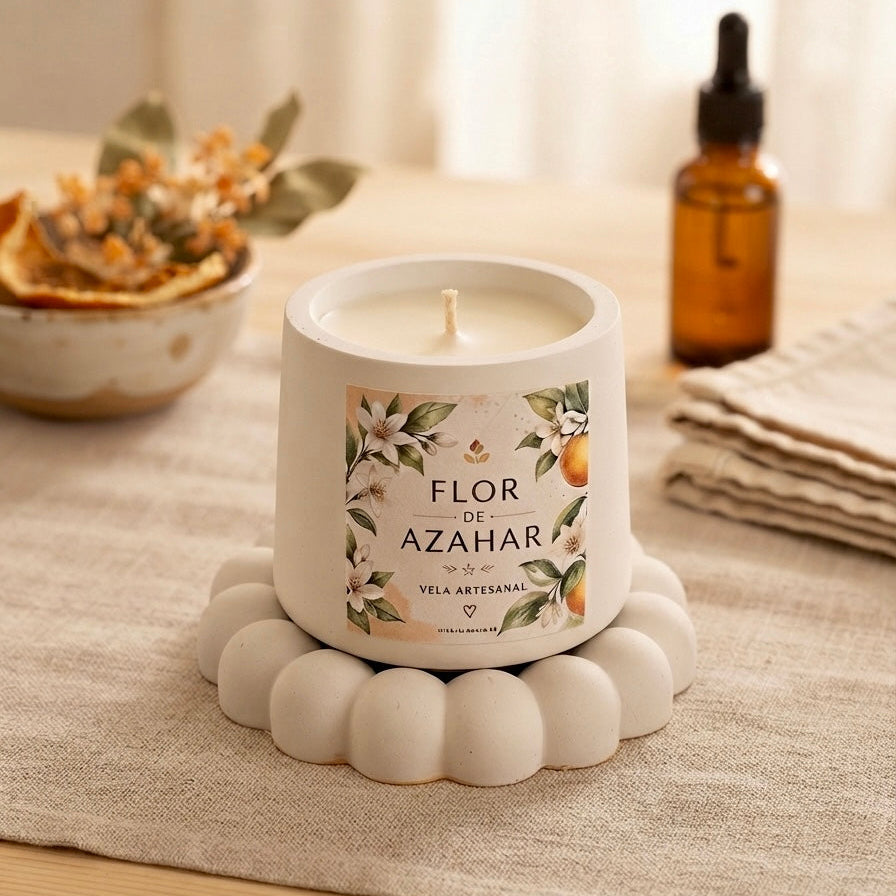 ❥ Vela Artesanal "Gaia", aroma a Flor de Azahar