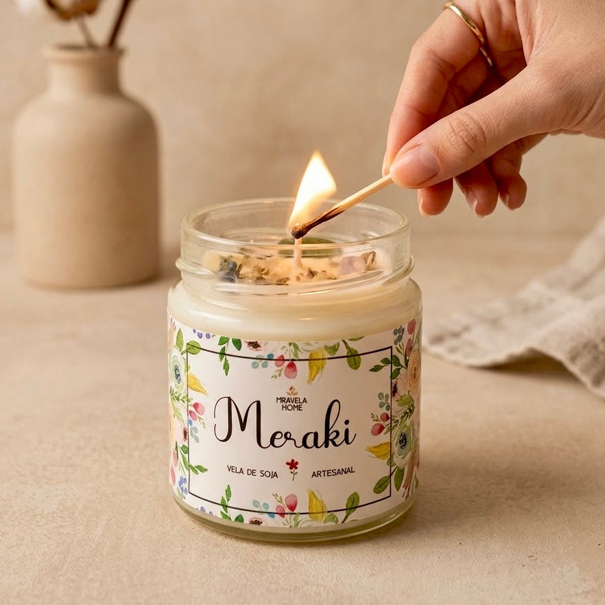 ❥ Vela "Meraki", con corazón de aventurina 💚
