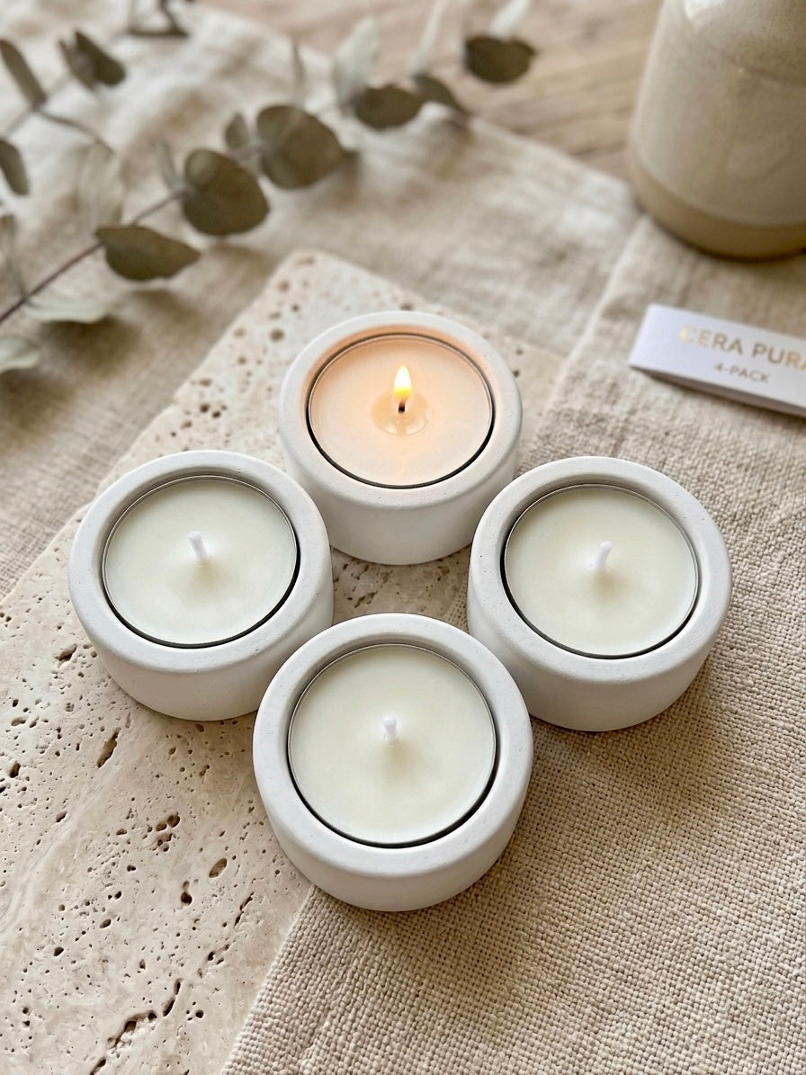 ❥ Set de 4 Portavelas + 4 velas de té.