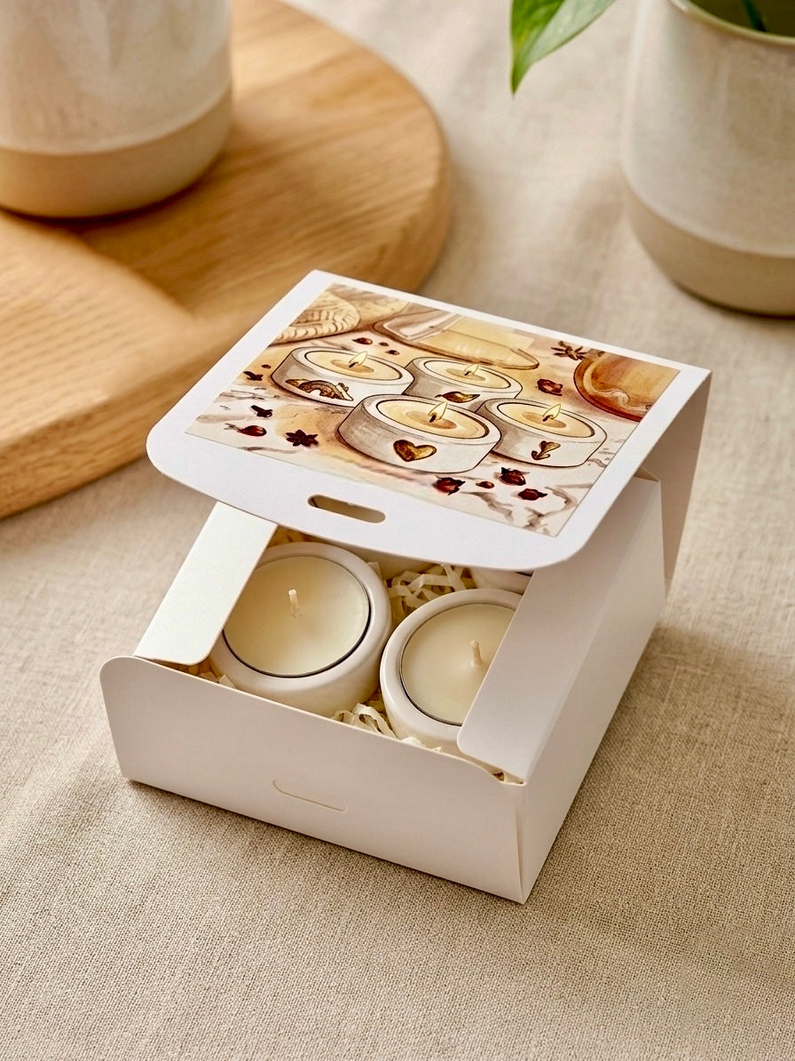 ❥ Set de 4 Portavelas + 4 velas de té.