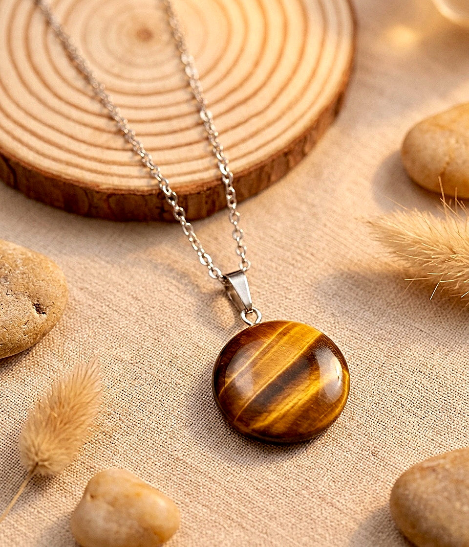 ❥ Colgante cristal Ojo de tigre / (Energía, protección, concentración)