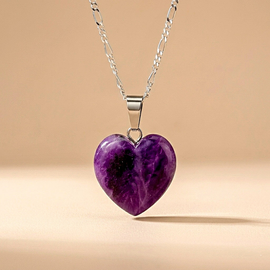 ❥ Colgante corazón de AMATISTA ♡ (Claridad, protección, calma)