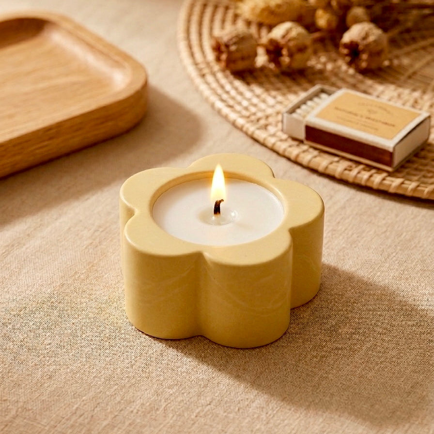 ❥Vela en envase de artesanal en forma de flor (6 aromas a elegir) / Restos de colección.