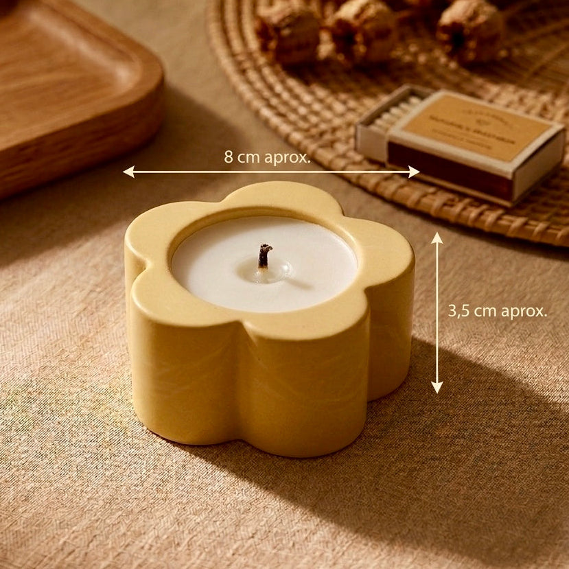 ❥Vela en envase de artesanal en forma de flor (6 aromas a elegir) / Restos de colección.