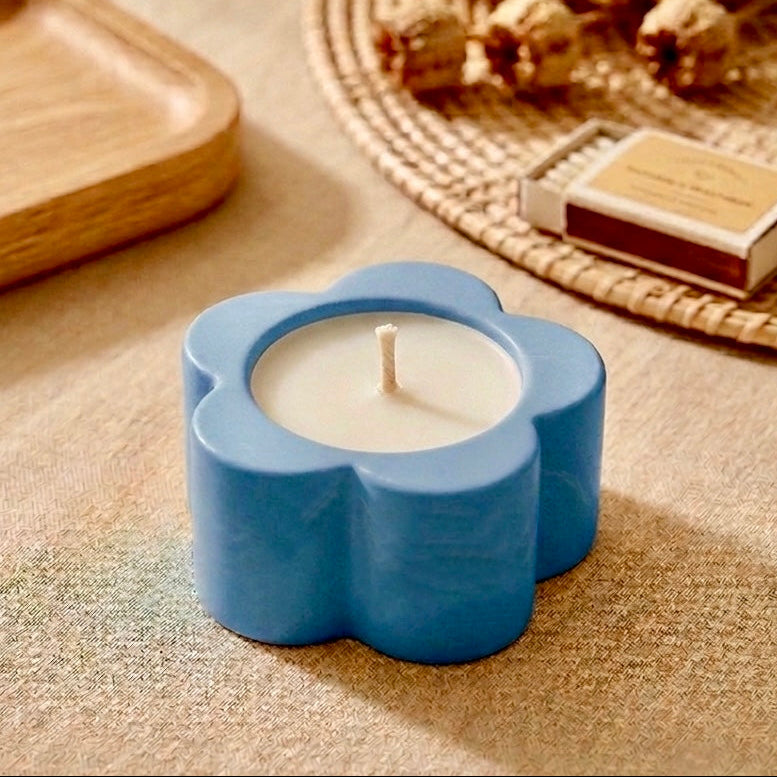 ❥Vela en envase de artesanal en forma de flor (6 aromas a elegir) / Restos de colección.