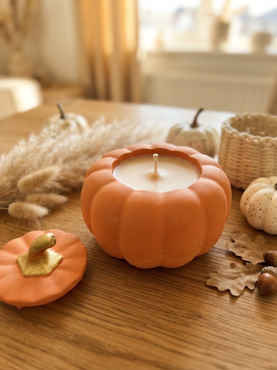 ❥ Vela de soja Calabaza Artesanal – Edición Otoño, aroma crema de calabaza 🎃  | Edición limitada