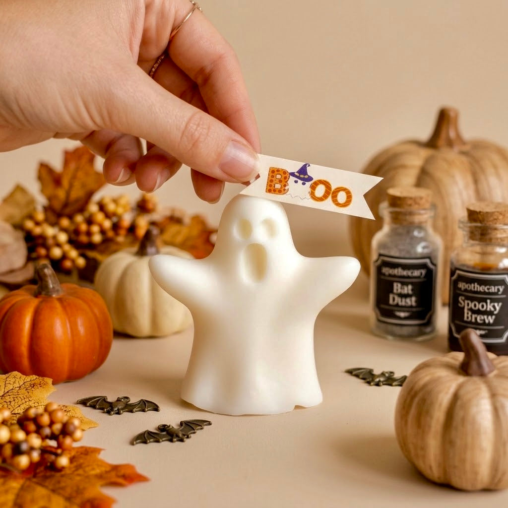 ❥ Vela "Fantasma Halloween" 👻 (Aroma Brownie de chocolate")