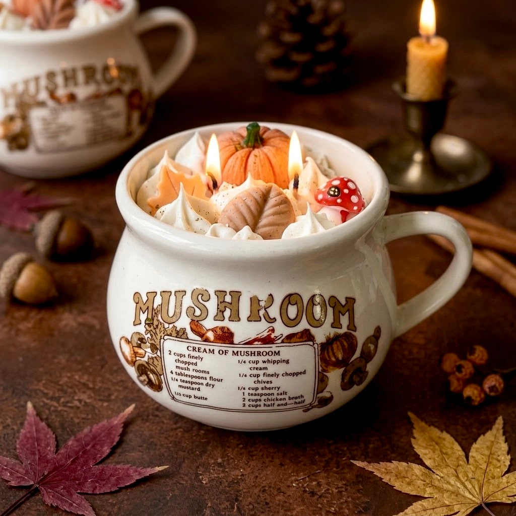 ❥ Vela Artesanal en Taza reciclada estilo Vintage - Aroma Calabaza y Especias (750g) | Edición limitada