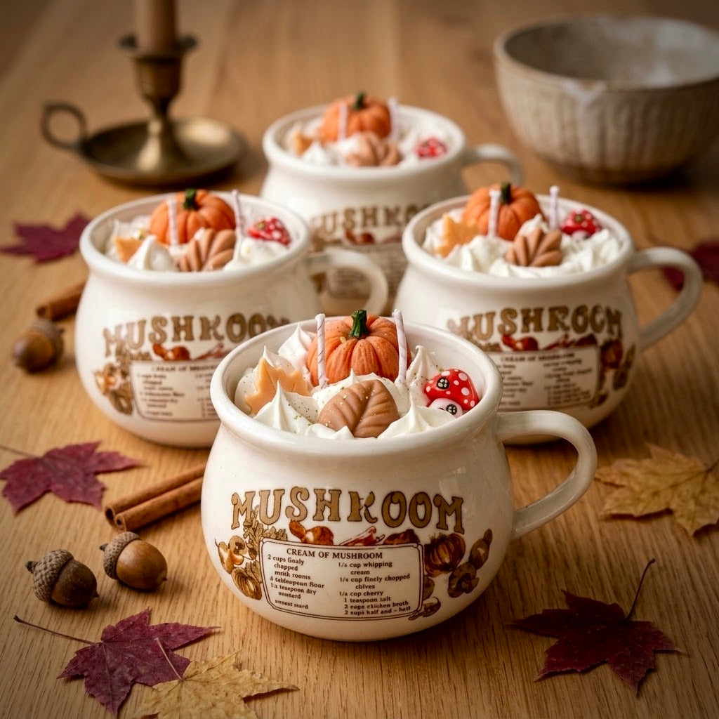 ❥ Vela Artesanal en Taza reciclada estilo Vintage - Aroma Calabaza y Especias (750g) | Edición limitada