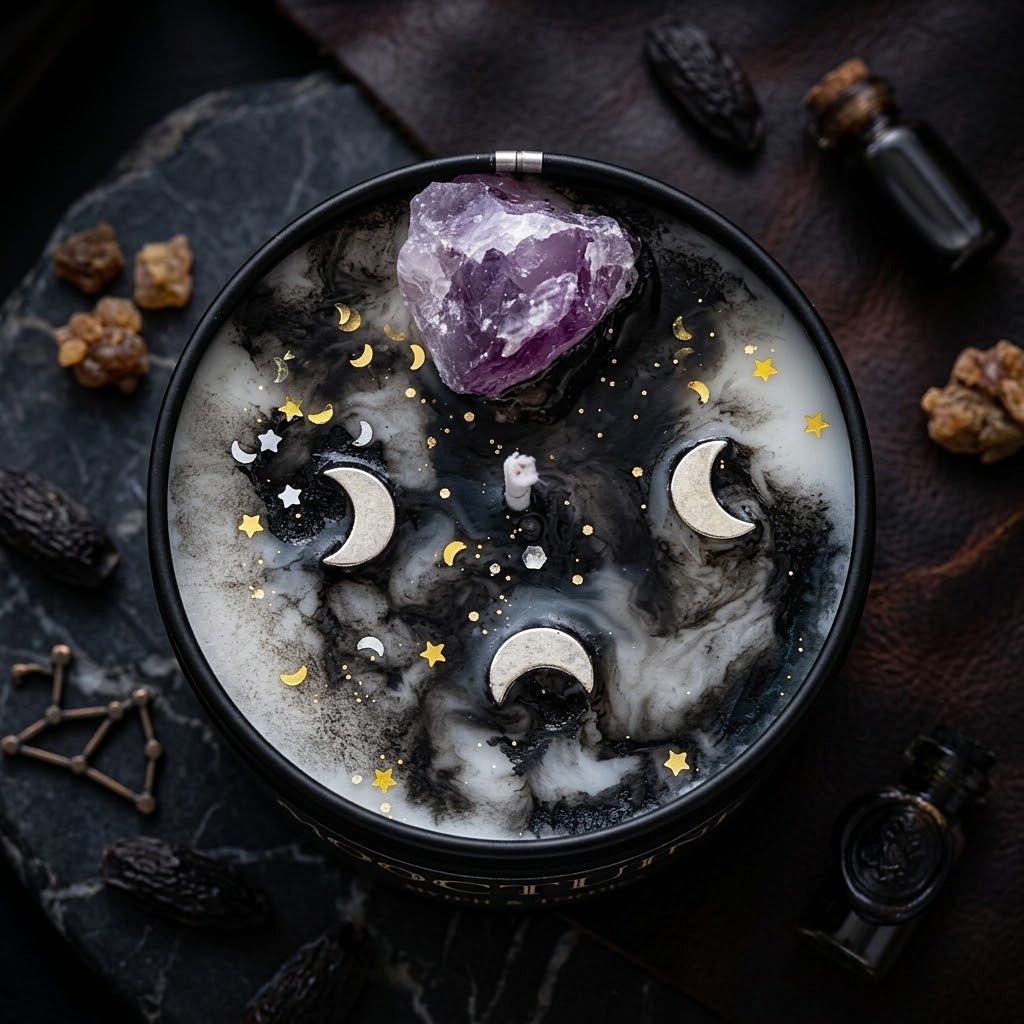 ❥ NOCTURNE | Vela con amatista + ritual "reseteo energético"  (Edición Limitada)