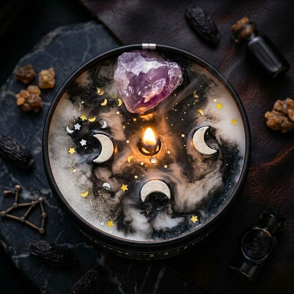 ❥ NOCTURNE | Vela con amatista + ritual "reseteo energético"  (Edición Limitada)