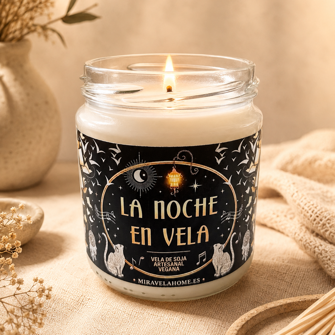❥ Vela "La noche en vela" | Aroma a Libros y biblioteca antigua