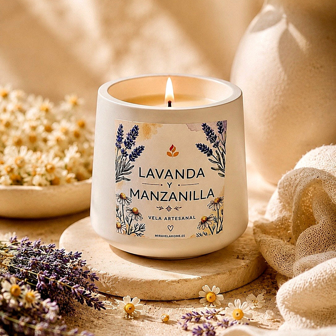 ❥ Vela Artesanal "Gaia", aroma Lavanda y Manzanilla