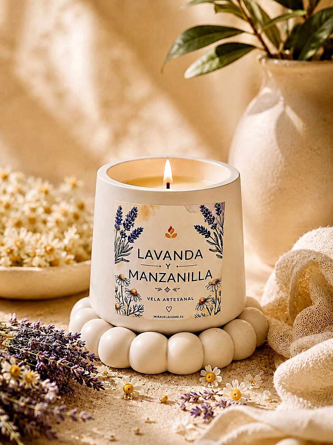 ❥ Vela Artesanal "Gaia", aroma Lavanda y Manzanilla
