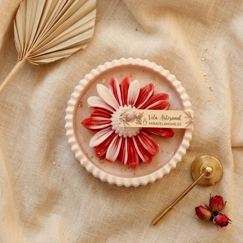 ❥ Vela FLORA - Con margarita de cera