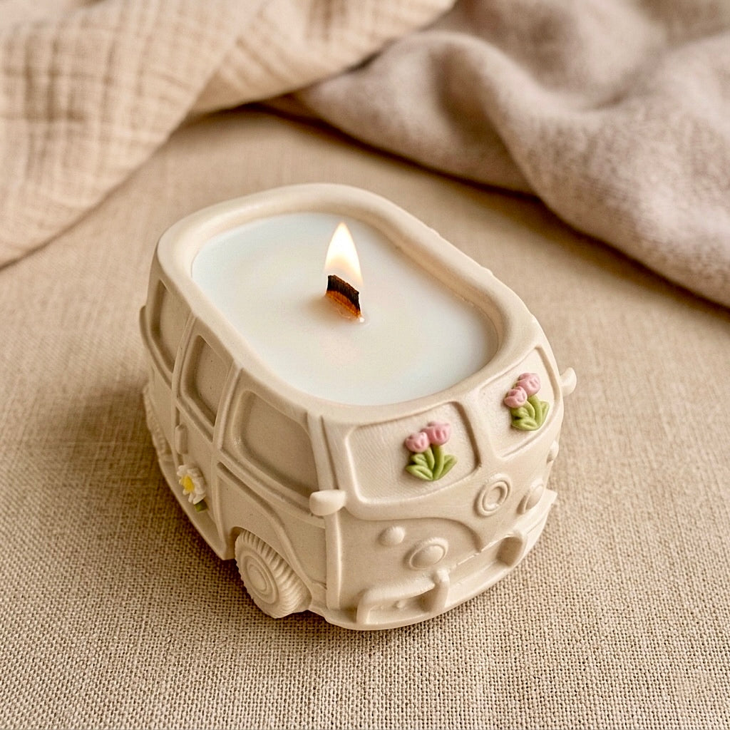 ❥ Vela "Flower Trip" 🚐 🌸 (6 aromas a elegir)