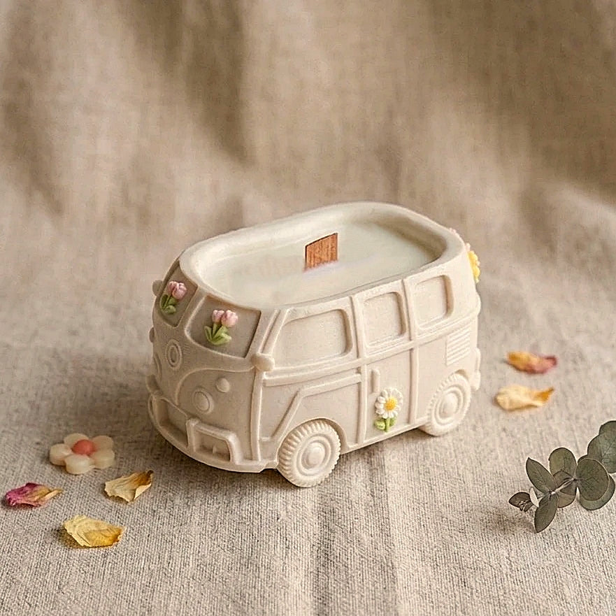 ❥ Vela "Flower Trip" 🚐 🌸 (6 aromas a elegir)