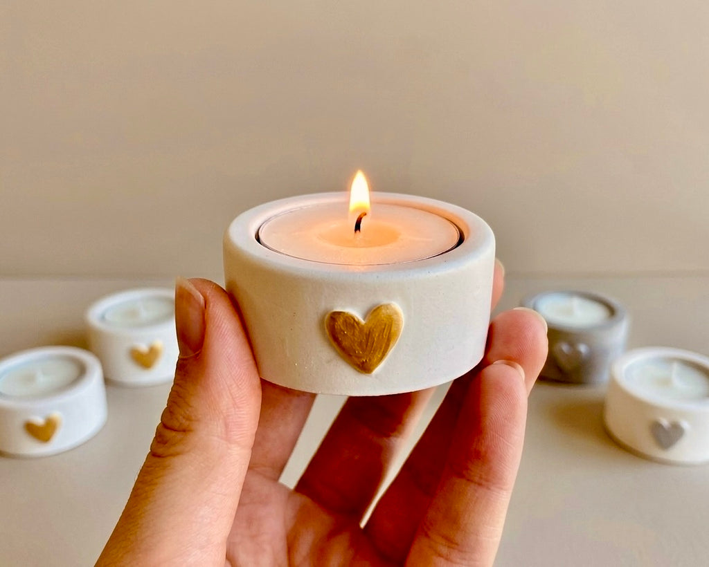 ❥ Set de 4 Portavelas + 4 velas de té.
