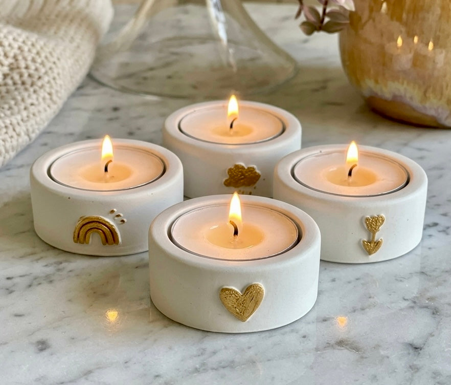 ❥ Set de 4 Portavelas + 4 velas de té.