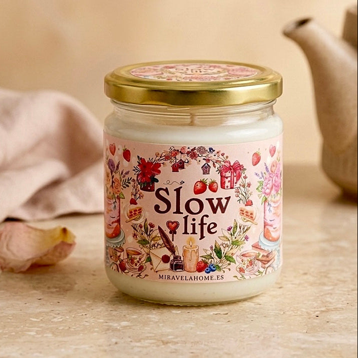 ❥ Vela "Slow life" aroma a fresas y nata 🍓🍰