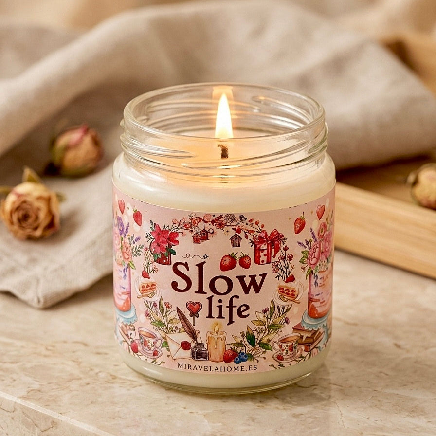 ❥ Vela "Slow life" aroma a fresas y nata 🍓🍰
