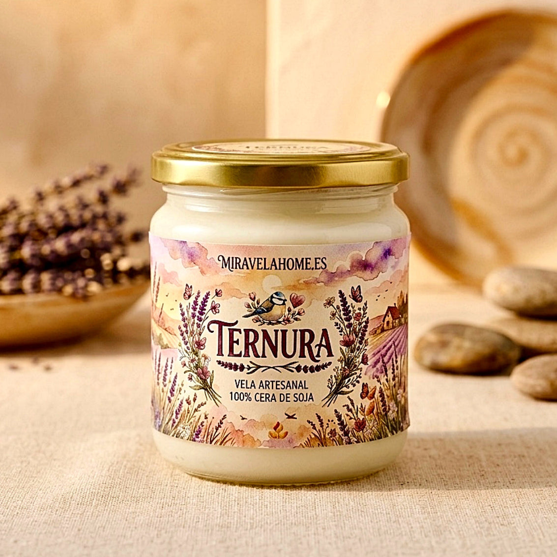 ❥ Vela "Ternura" 💕 (Aroma floral, base lavanda)