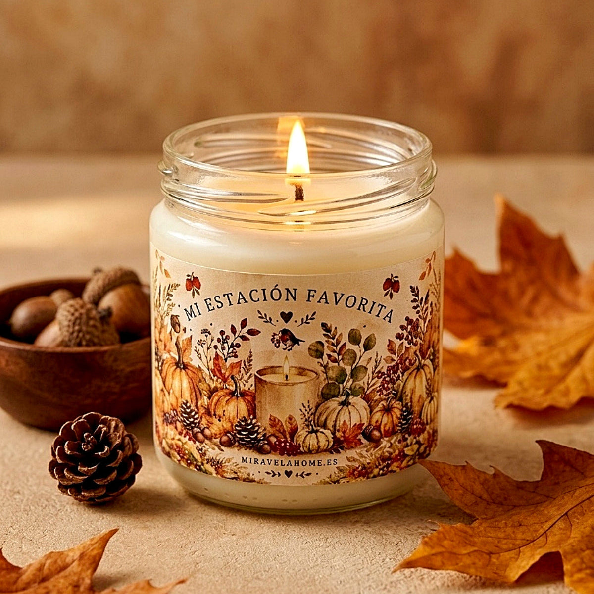 ❥ Vela «Mi estación favorita» (Aroma crema de calabaza)